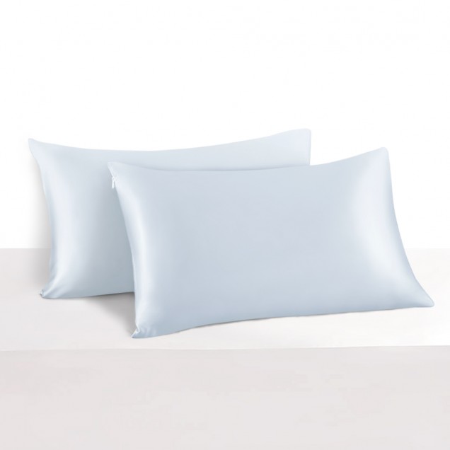 Alice Blue 22 Momme Mulberry Silk Pillowcase with Hidden Zipper