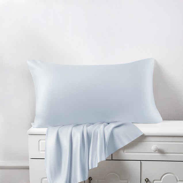 Alice Blue 22 Momme Mulberry Silk Pillowcase with Hidden Zipper