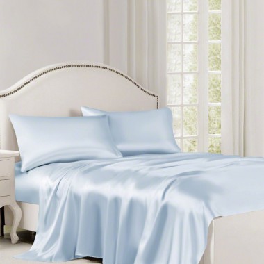 Baby Blue 22 Momme Mulberry Silk Flat Sheet