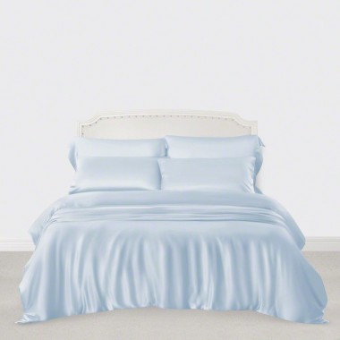 Baby Blue 3 PCS 22 Momme Mulberry Silk Duvet Cover Set