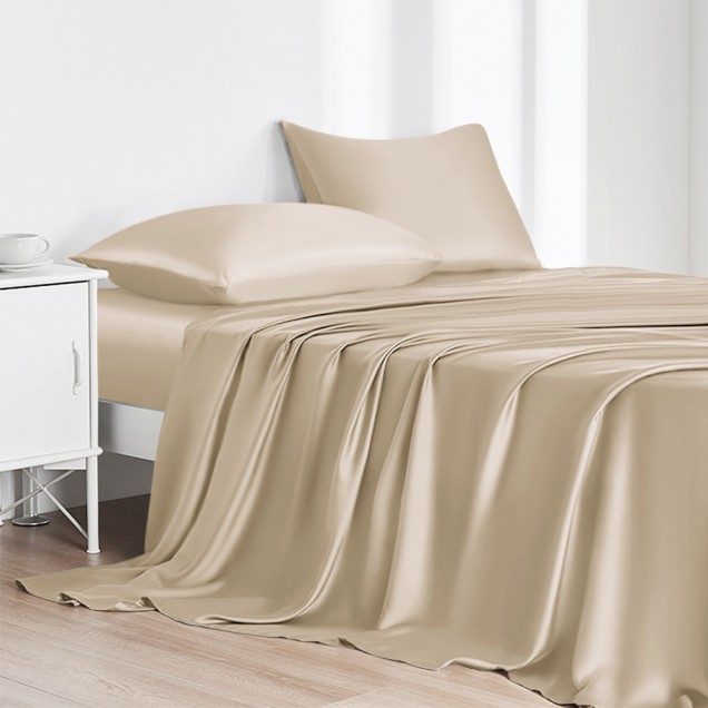 Beige 22 Momme Mulberry Silk Flat Sheet