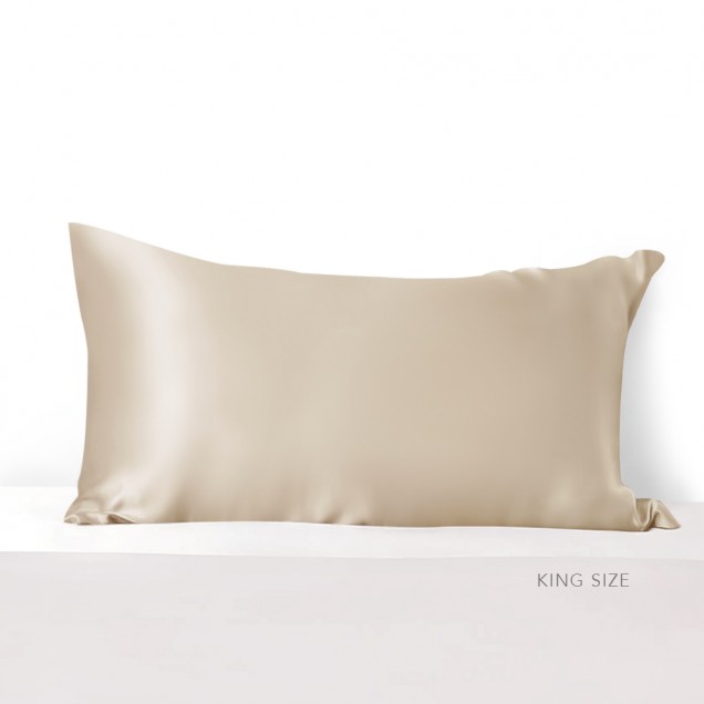 Beige 22 Momme Mulberry Silk Pillowcase with Hidden Zipper