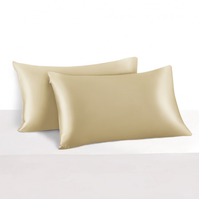 Champagne 22 Momme Mulberry Silk Pillowcase with Hidden Zipper