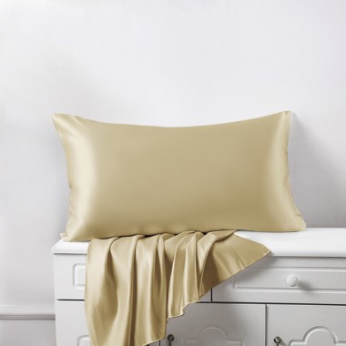 Champagne 22 Momme Mulberry Silk Pillowcase with Hidden Zipper