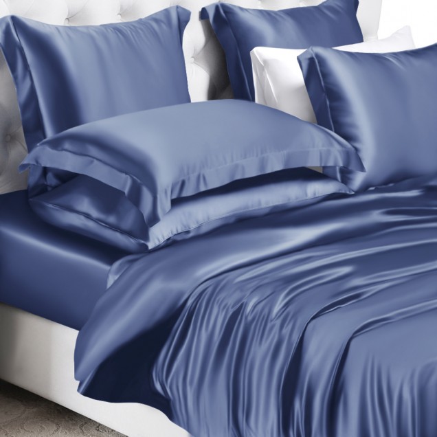 Dark Blue 22 Momme Mulberry Silk Duvet Cover