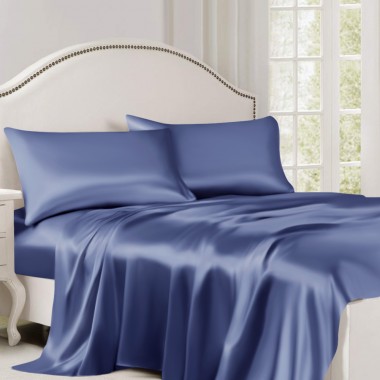 Dark Blue 22 Momme Mulberry Silk Flat Sheet