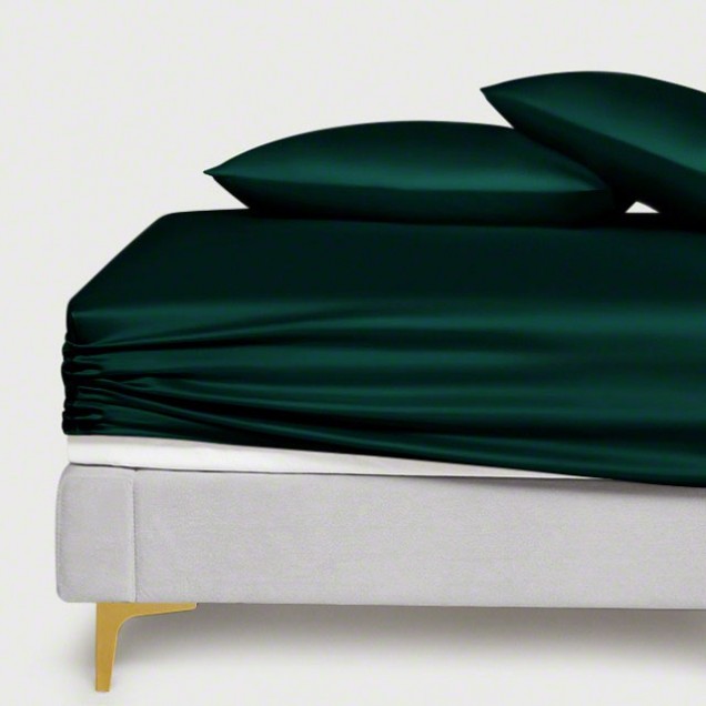 Dark Green 22 Momme Mulberry Silk Fitted Sheet