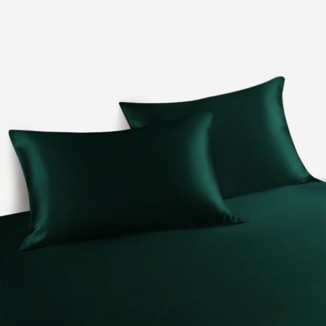 Dark Green 22 Momme Mulberry Silk Pillowcase with Hidden Zipper