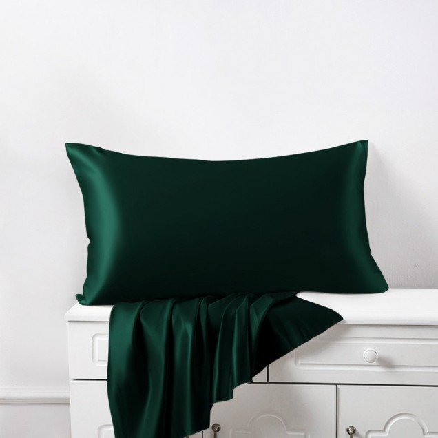 Dark Green 22 Momme Mulberry Silk Pillowcase with Hidden Zipper