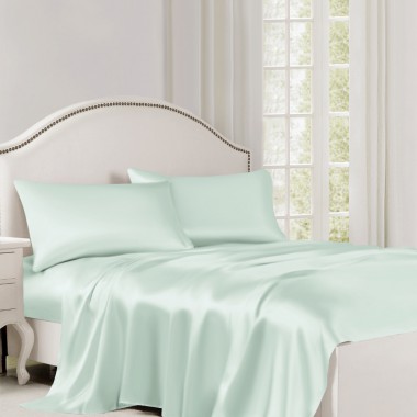 Light Cyan 22 Momme Mulberry Silk Flat Sheet