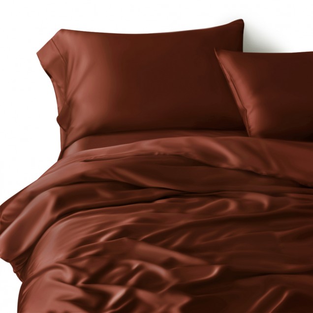 Rust Red 22 Momme Mulberry Silk Duvet Cover