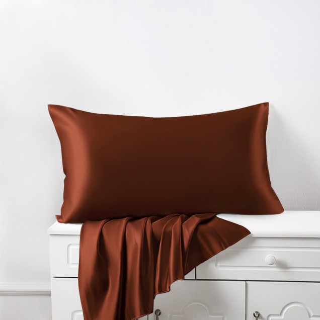 Rust Red 22 Momme Mulberry Silk Pillowcase with Hidden Zipper