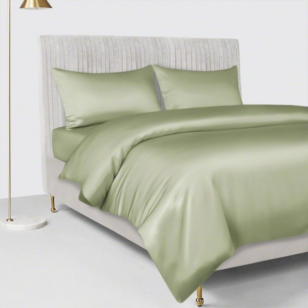 Sage Green 22 Momme Mulberry Silk Duvet Cover