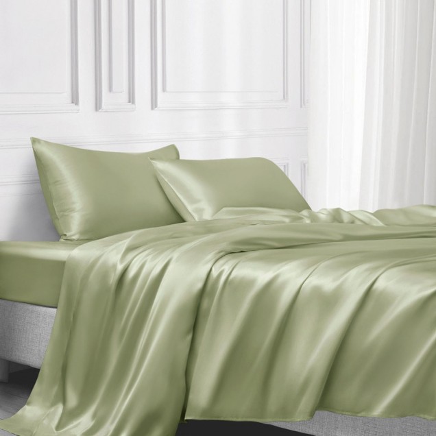 Sage Green 22 Momme Mulberry Silk Flat Sheet