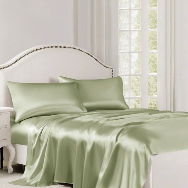 Sage Green 22 Momme Mulberry Silk Flat Sheet