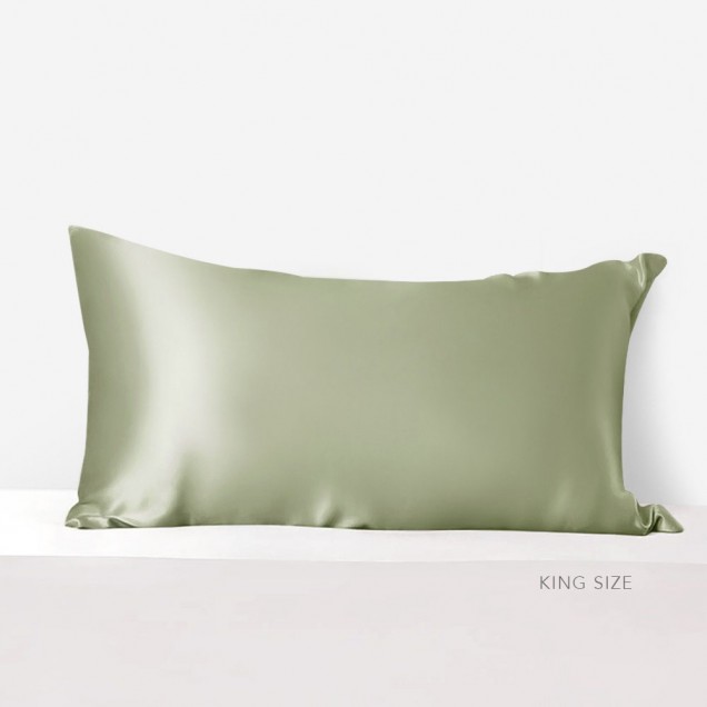 Sage Green 22 Momme Mulberry Silk Pillowcase with Hidden Zipper