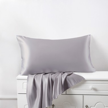 Silver 22 Momme Mulberry Silk Pillowcase with Hidden Zipper