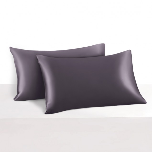 Slate Gray 22 Momme Mulberry Silk Pillowcase with Hidden Zipper