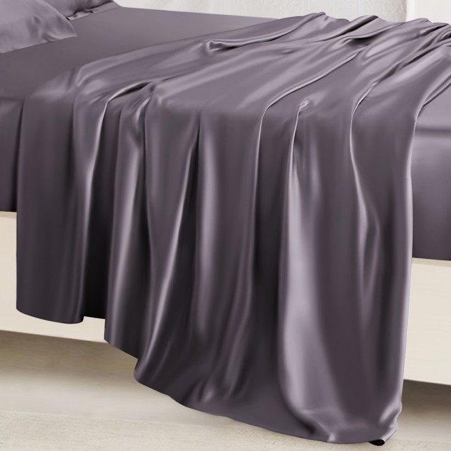 Slate Gray 22 Momme Mulberry Silk Sheet Set