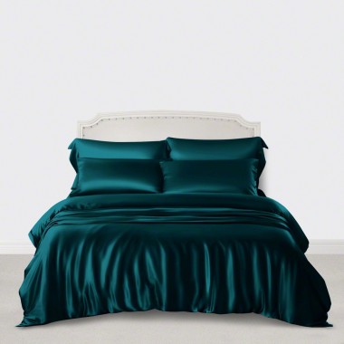 Teal 3 PCS 22 Momme Mulberry Silk Duvet Cover Set